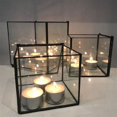 metal frame glass candle box|4x4x4 candle boxes.